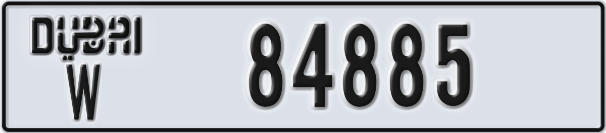 dubai License Plate Number 84885 Code W