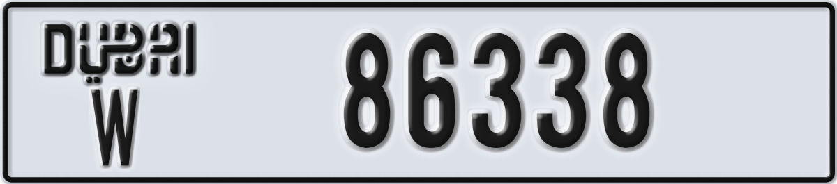 dubai License Plate Number 86338 Code W