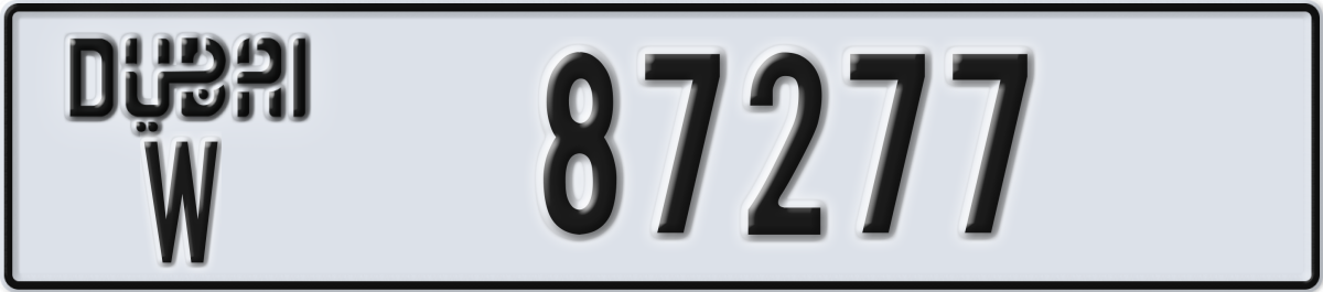dubai License Plate Number 87277 Code W
