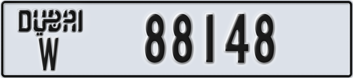 dubai License Plate Number 88148 Code W