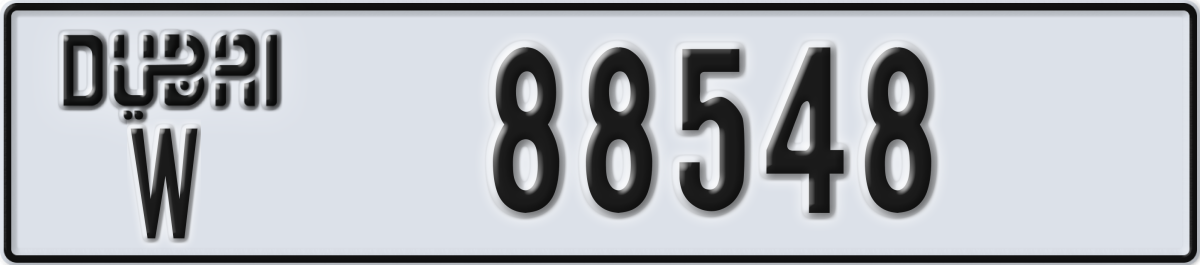 dubai License Plate Number 88548 Code W