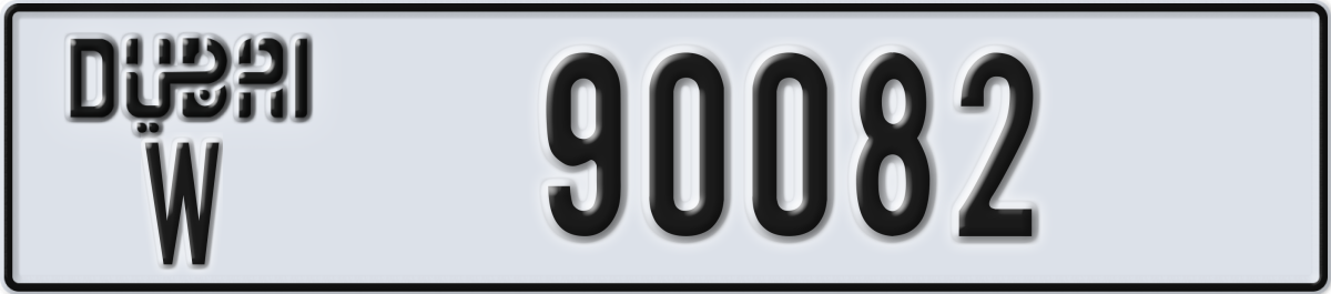 dubai License Plate Number 90082 Code W