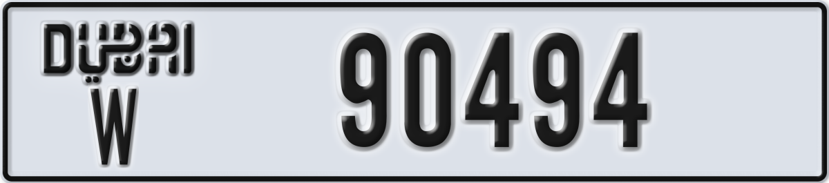 dubai License Plate Number 90494 Code W