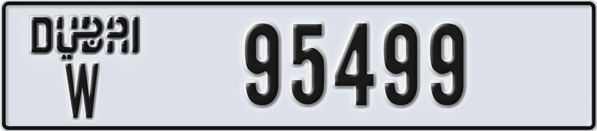 dubai License Plate Number 95499 Code W