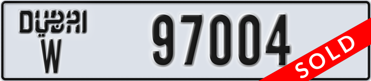 dubai License Plate Number 97004 Code W