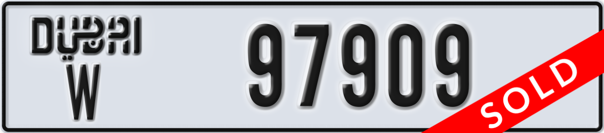 dubai License Plate Number 97909 Code W
