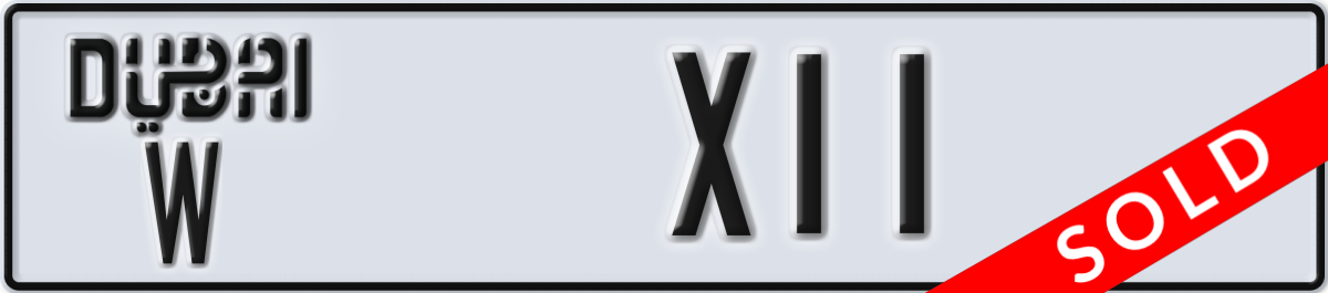 dubai License Plate Number X11 Code W