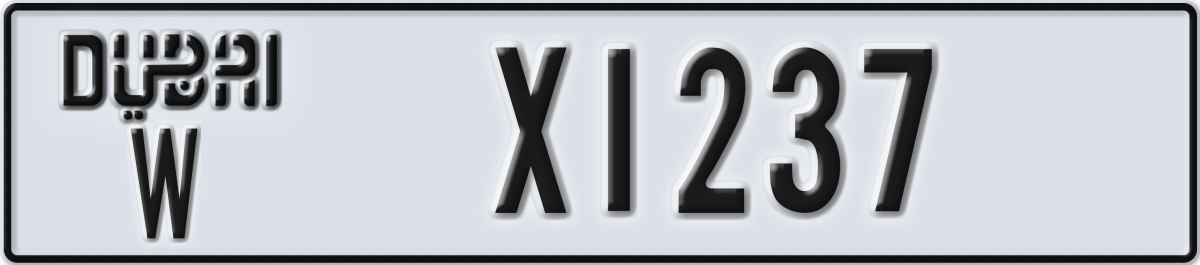 dubai License Plate Number X1237 Code W