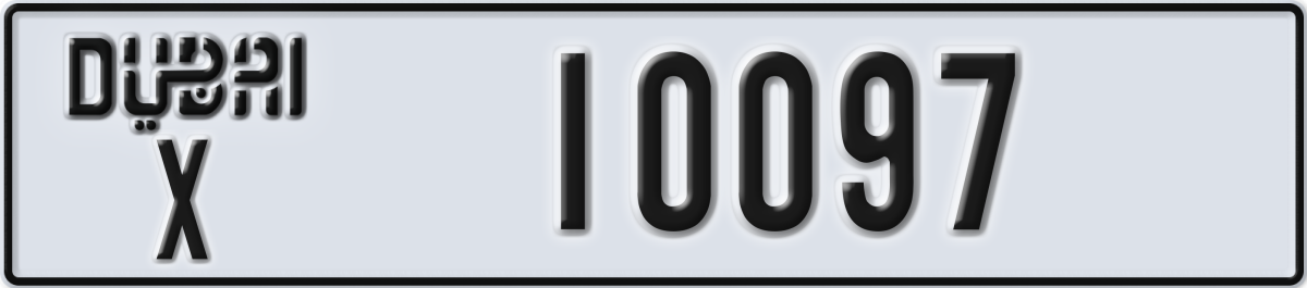 dubai License Plate Number 10097 Code X