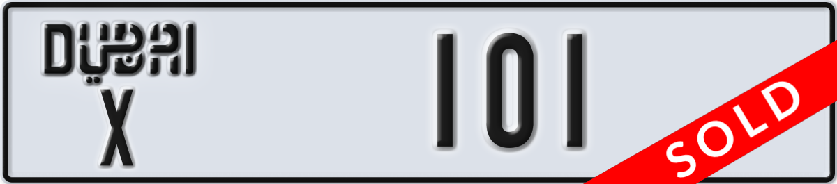 dubai License Plate Number 101 Code X