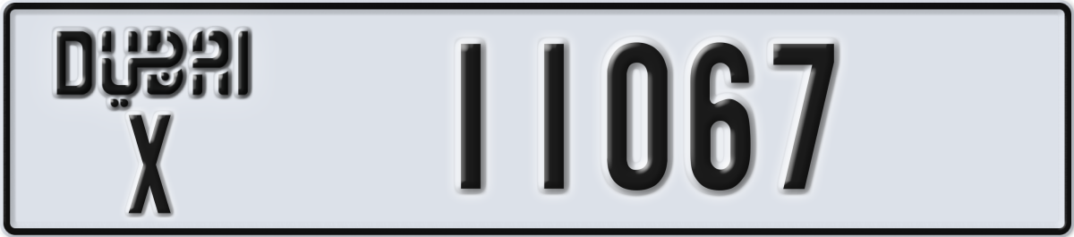 dubai License Plate Number 11067 Code X