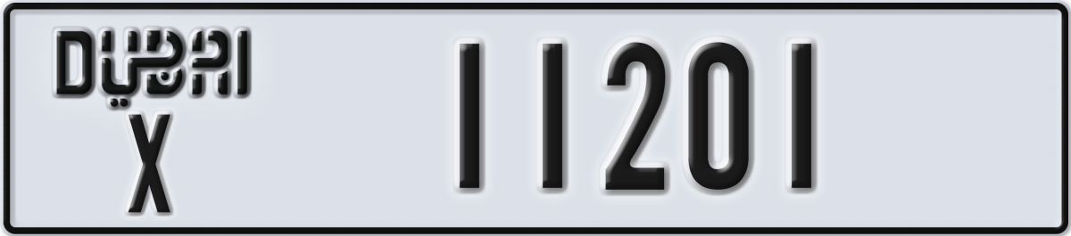 dubai License Plate Number 11201 Code X