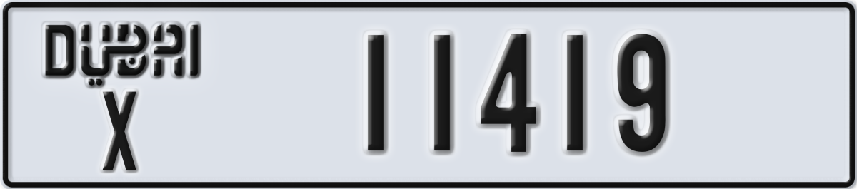 dubai License Plate Number 11419 Code X