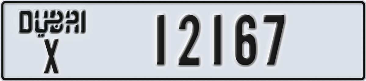 dubai License Plate Number 12167 Code X