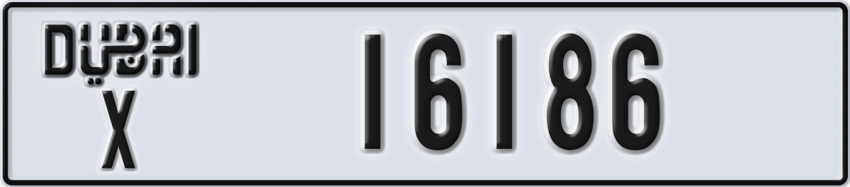 dubai License Plate Number 16186 Code X