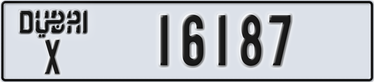 dubai License Plate Number 16187 Code X