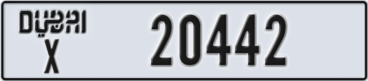 dubai License Plate Number 20442 Code X