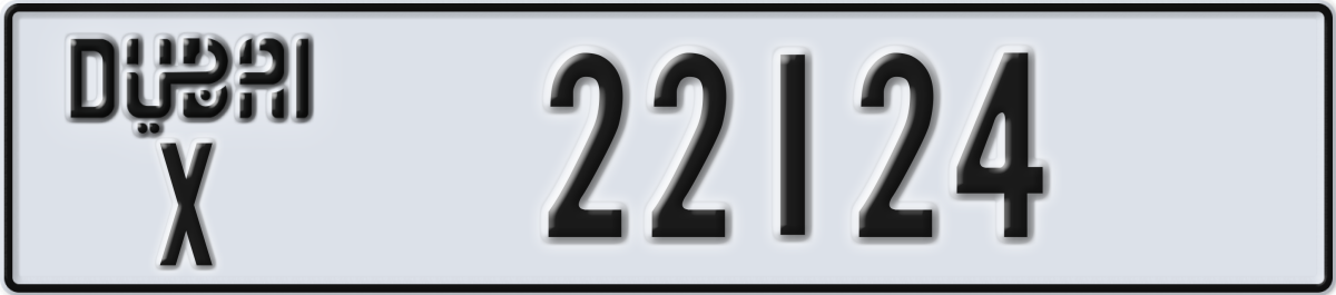 dubai License Plate Number 22124 Code X