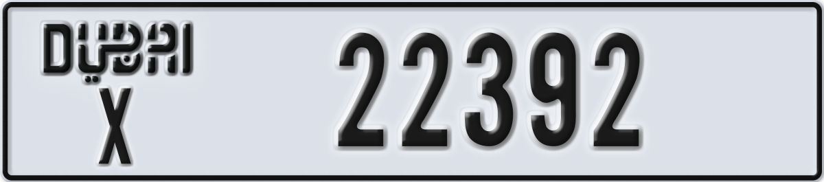 dubai License Plate Number 22392 Code X