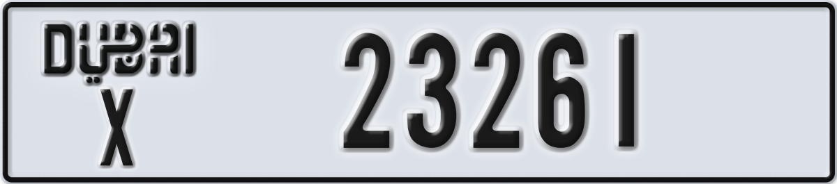 dubai License Plate Number 23261 Code X