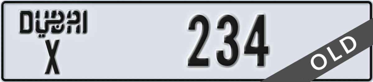 dubai License Plate Number 234 Code X