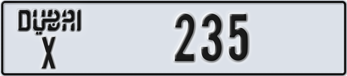 dubai License Plate Number 235 Code X