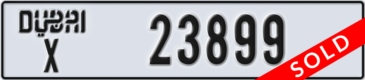 dubai License Plate Number 23899 Code X