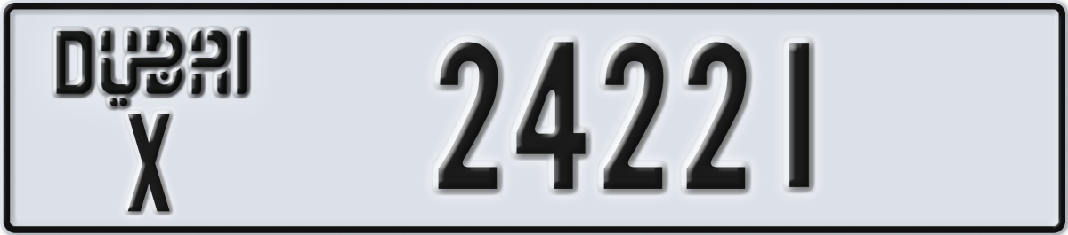 dubai License Plate Number 24221 Code X