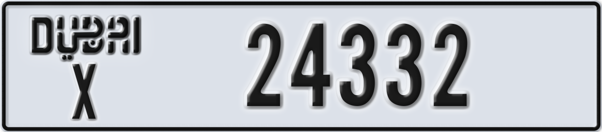 dubai License Plate Number 24332 Code X