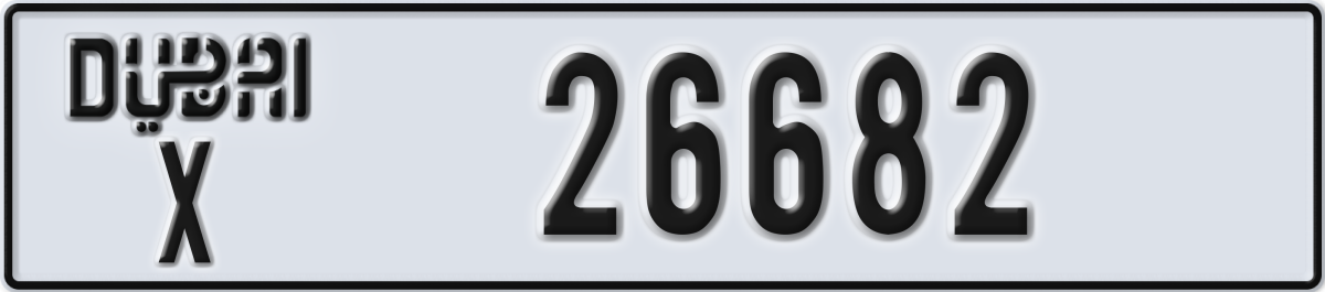 dubai License Plate Number 26682 Code X