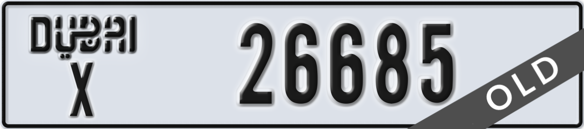 dubai License Plate Number 26685 Code X