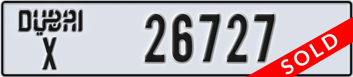 dubai License Plate Number 26727 Code X