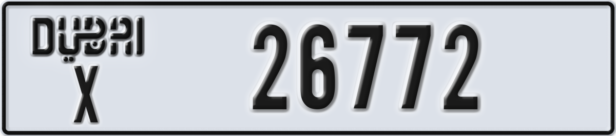 dubai License Plate Number 26772 Code X