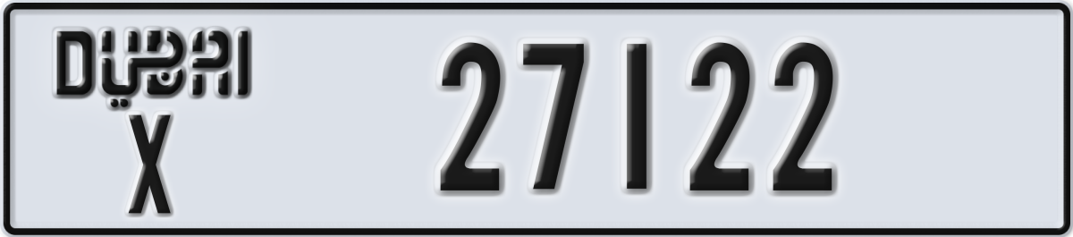 dubai License Plate Number 27122 Code X