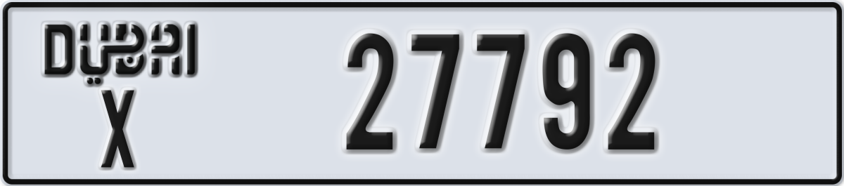 dubai License Plate Number 27792 Code X