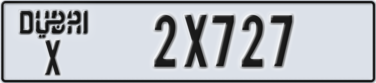 dubai License Plate Number 2X727 Code X