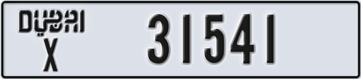 dubai License Plate Number 31541 Code X