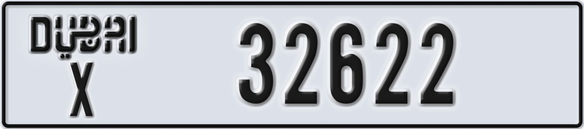 dubai License Plate Number 32622 Code X