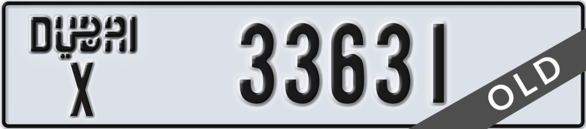 dubai License Plate Number 33631 Code X