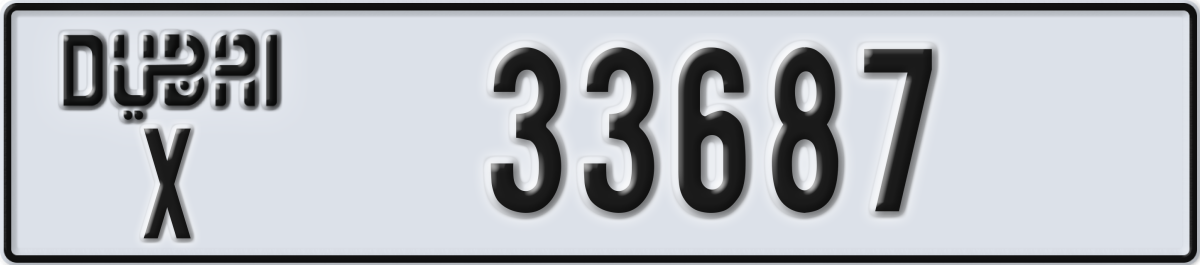 dubai License Plate Number 33687 Code X