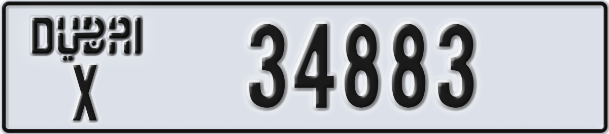 dubai License Plate Number 34883 Code X