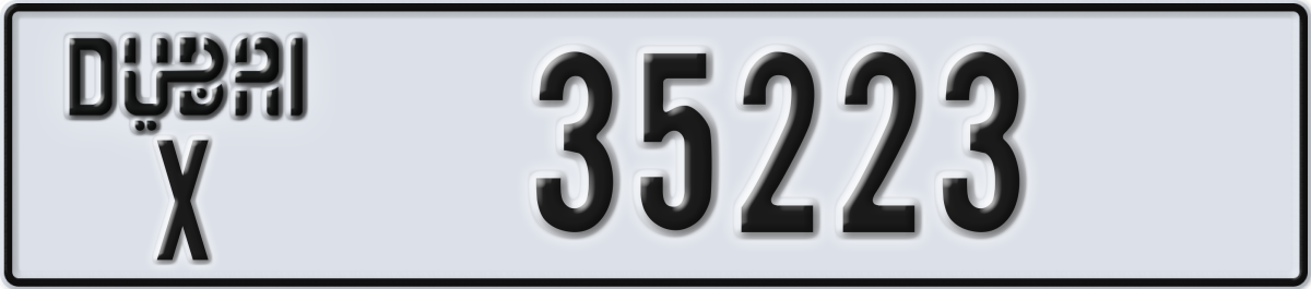 dubai License Plate Number 35223 Code X