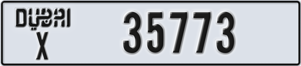 dubai License Plate Number 35773 Code X