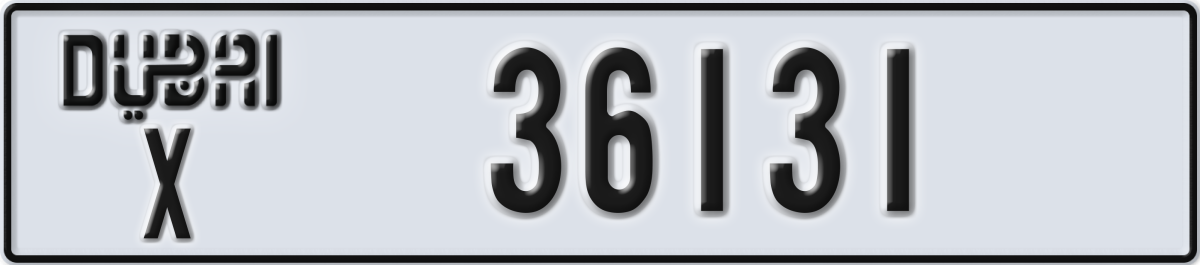 dubai License Plate Number 36131 Code X