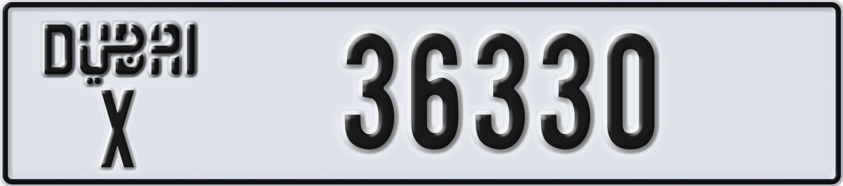 dubai License Plate Number 36330 Code X