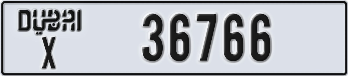 dubai License Plate Number 36766 Code X