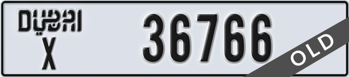 dubai License Plate Number 36766 Code X