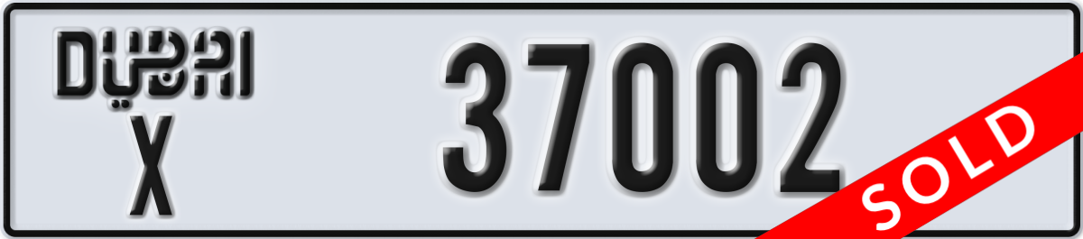 dubai License Plate Number 37002 Code X