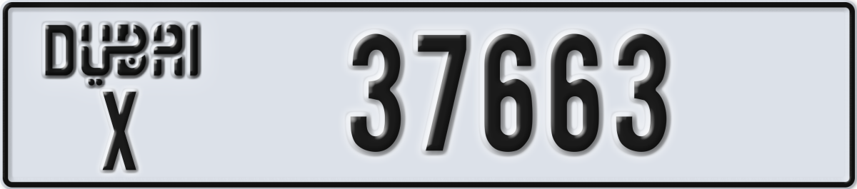 dubai License Plate Number 37663 Code X