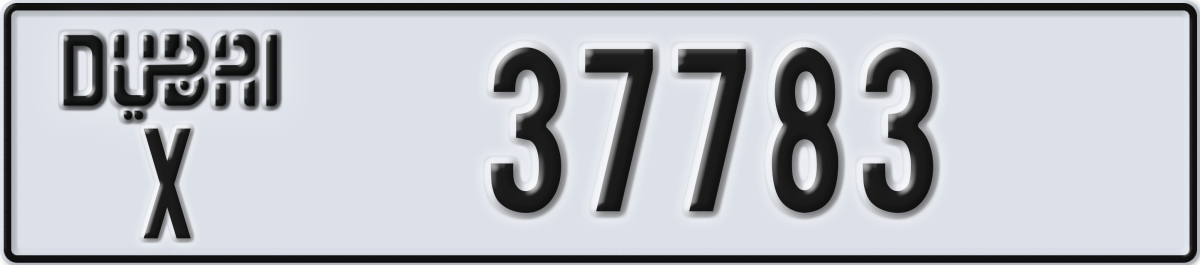 dubai License Plate Number 37783 Code X